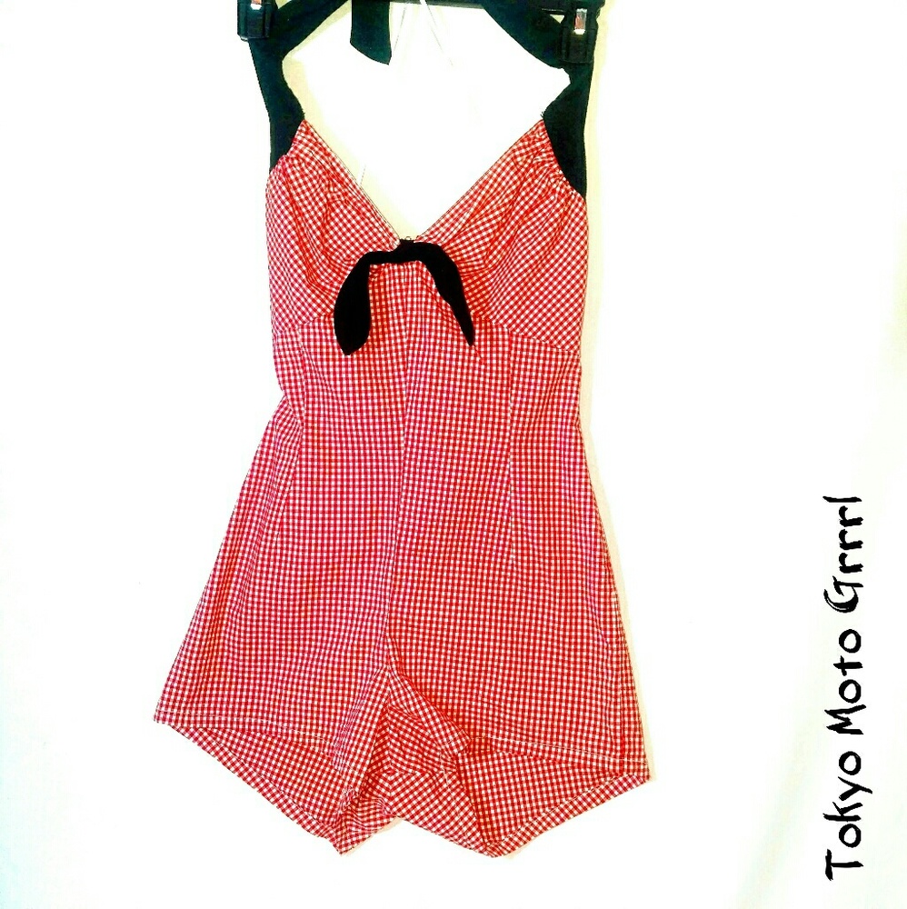 Tokyo Moto Grrrl handmade gingham romper